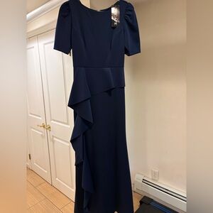 Xscape Asymmetrical Navy Dress